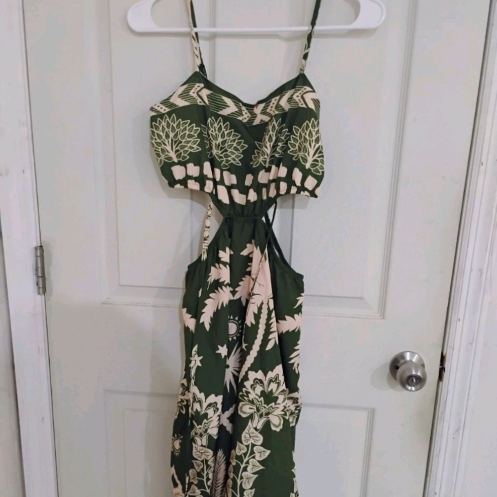 SHEIN Green and Cream Floral Maxi Dress